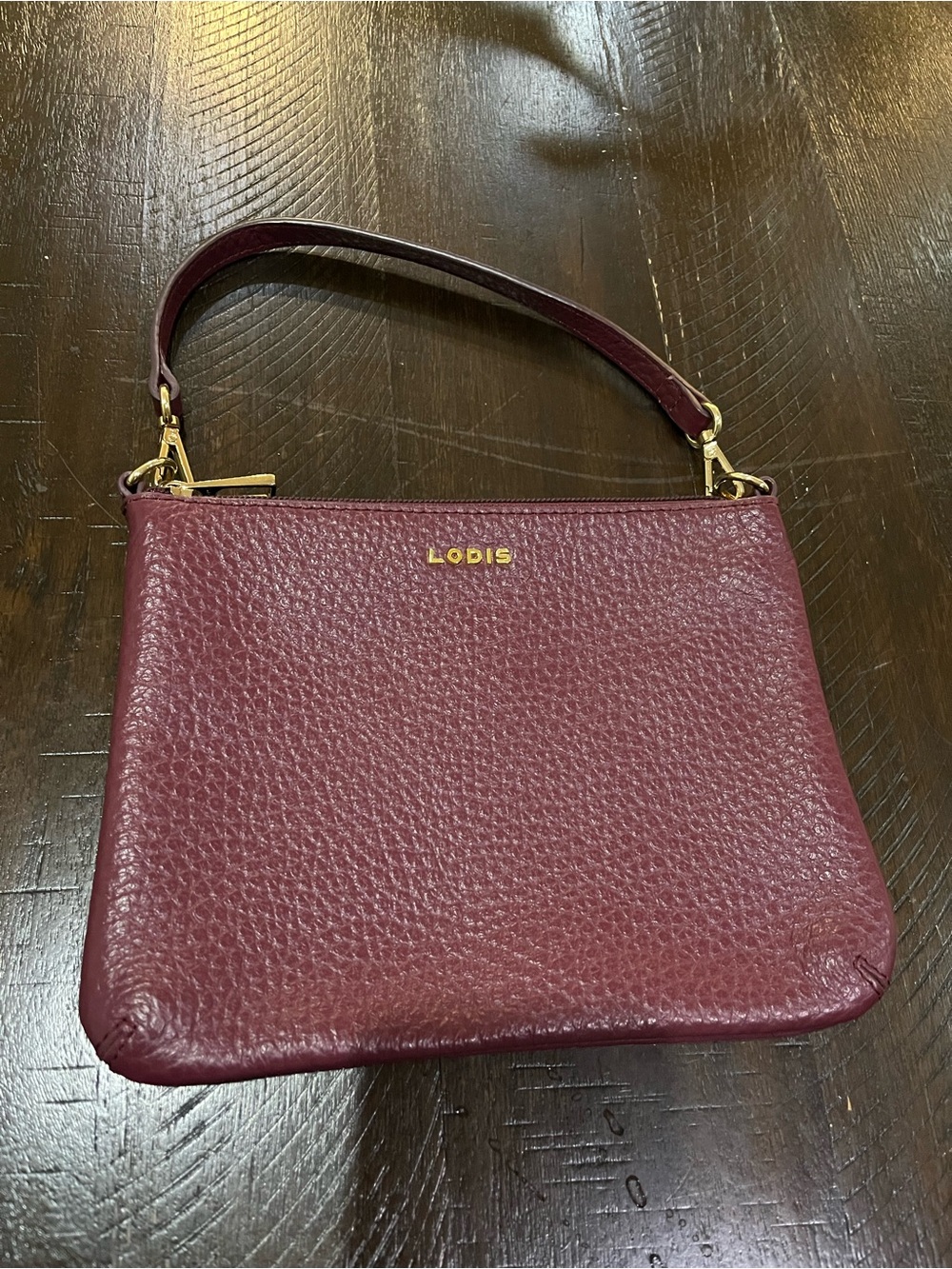 Lodis Women's Pebbled Leather Wristlet - Burgundy